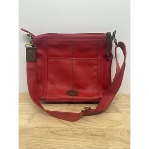 Fossil Morgan Maroon Pebble Leather Messenger Crossbody Shoulder Bag Vintage #33